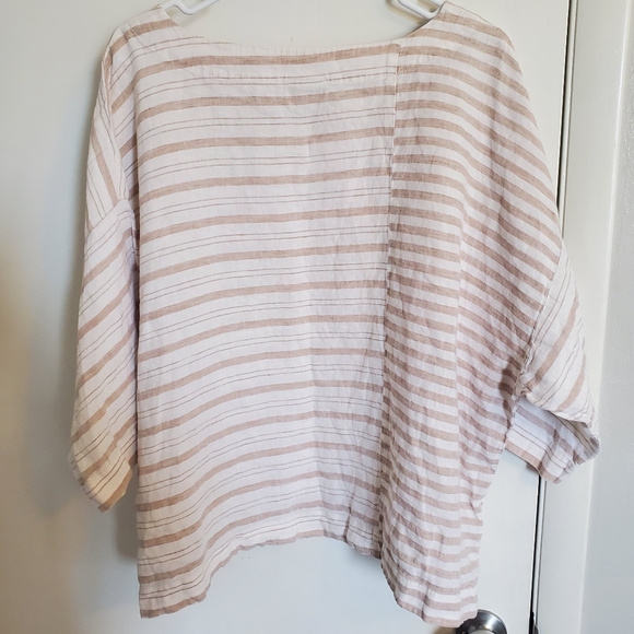 PureJill Tan Striped Linen Top - Picture 6 of 6